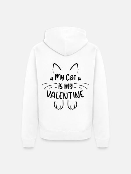 My Cat is My Valentines - Unisex Premium Organic Zip Hoodie - white