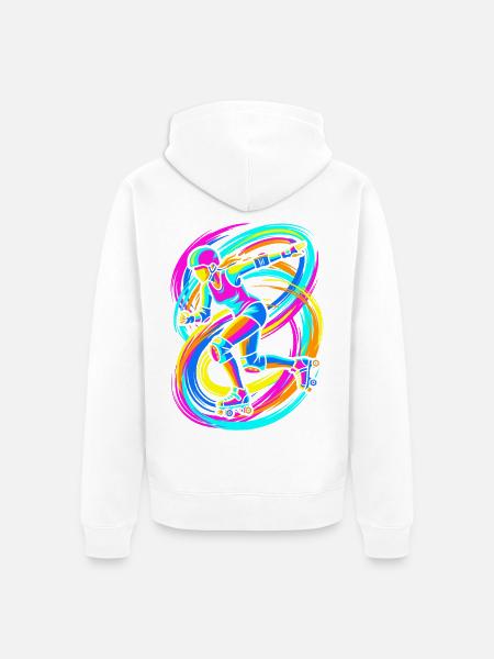 Roller Skater - Unisex Premium Organic Zip Hoodie - white