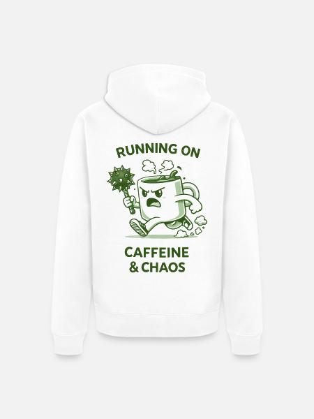 Running on Caffeine & Chaos - Unisex Premium Organic Zip Hoodie - white