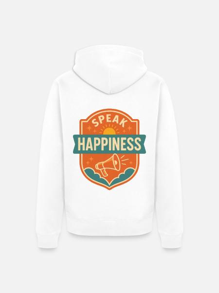Speak Happiness - Unisex Premium Organic Zip Hoodie - white