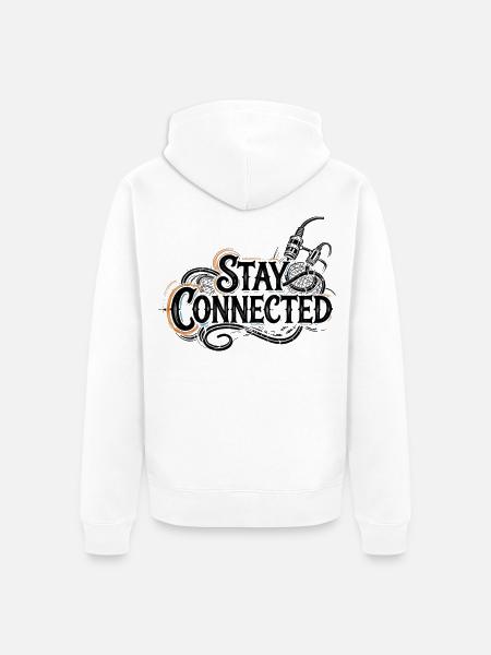 Stay Connected - Unisex Premium Organic Zip Hoodie - white
