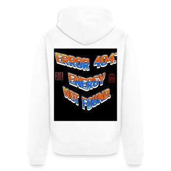 404 Energy Not Found Graphic Tee - Unisex Premium Organic Zip Hoodie - white - Back - Nico (187cm)