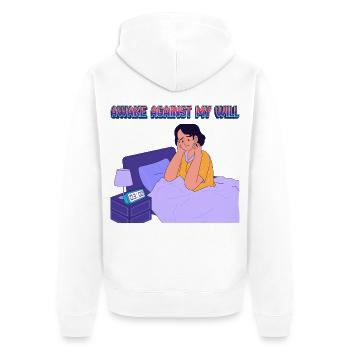 Awake Against My Will - Unisex Premium Organic Zip Hoodie - white - Back - Nico (187cm)
