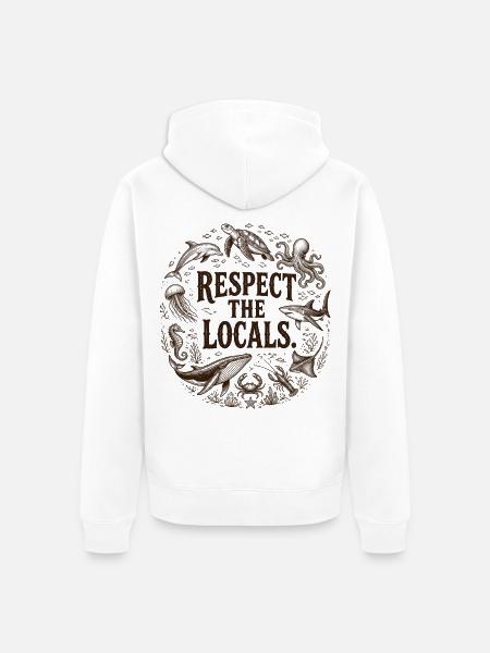 Respect the Locals Ocean Circle - Unisex Premium Organic Zip Hoodie - white