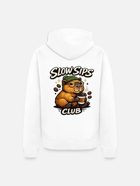 Slow Sips Club - Unisex Premium Organic Zip Hoodie - white