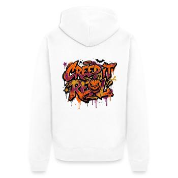 Creep It Real Graffiti Halloween - Unisex Premium Organic Zip Hoodie - white - Back - Nico (187cm)