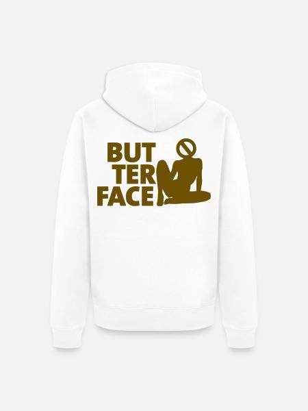Butter Face - Unisex Premium Organic Zip Hoodie - white