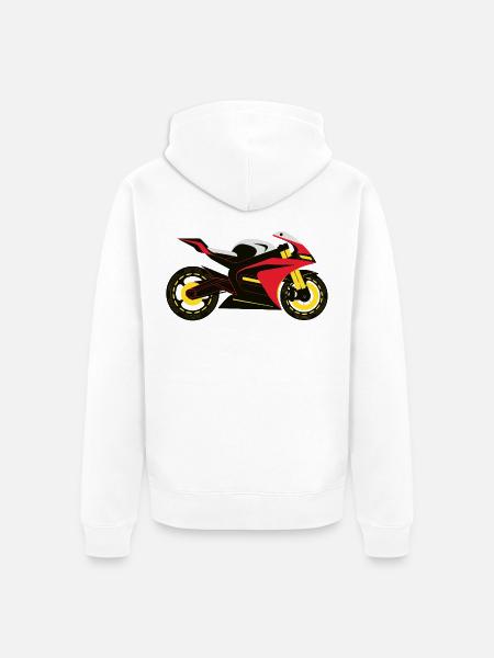 Crimson Vortex Streetbike - Unisex Premium Organic Zip Hoodie - white