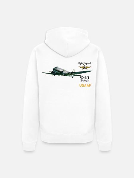 C-47 - Unisex Premium Organic Zip Hoodie - white