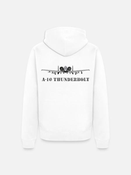 A10 Thunderbolt Frontline Print - Unisex Premium Organic Zip Hoodie - white