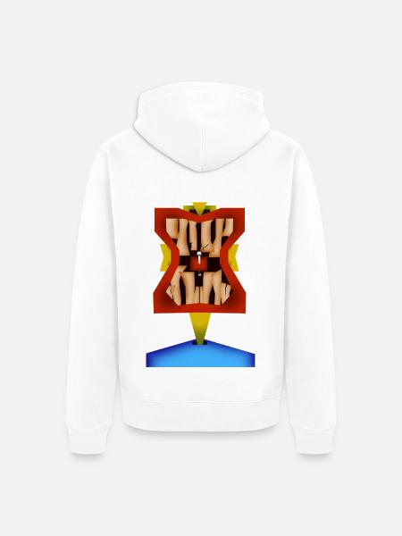 Crazy Face - Unisex Premium Organic Zip Hoodie - white