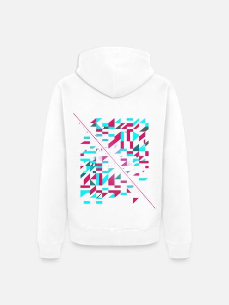 Neon Glitch Geomosaic - Unisex Premium Organic Zip Hoodie - white