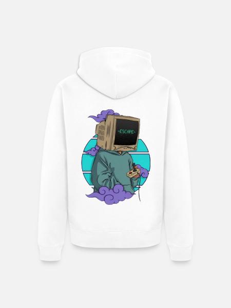 Escape Console Hoodie - Unisex Premium Organic Zip Hoodie - white