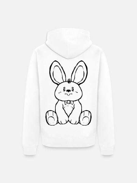 Justbunny - Unisex Premium Organic Zip Hoodie - white