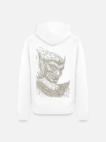 Ornate Dragon Guardian - Unisex Premium Organic Zip Hoodie - white