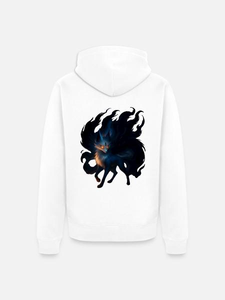 Mystic Night Wolf Illustration - Unisex Premium Organic Zip Hoodie - white