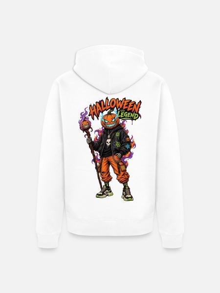 Halloween Legend Pumpkin Head Streetwear - Unisex Premium Organic Zip Hoodie - white