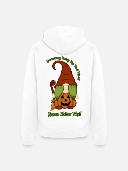 Gnome-O-Ween Pumpkin Witch Pun - Unisex Premium Organic Zip Hoodie - white