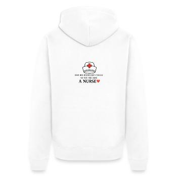 She Believed She Became a Nurse - Unisex Premium Organic Zip Hoodie - white - Back - Nico (187cm)