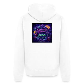 Super Boof Neon Botanical Burst - Unisex Premium Organic Zip Hoodie - white - Back - Nico (187cm)