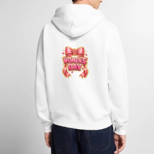 Cute Pink Bow Women’s Day Feminist Symbol - Unisex Premium Organic Zip Hoodie