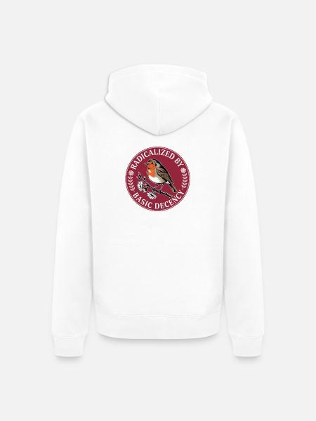 Radicalized By Basic Decency - Unisex Premium Organic Zip Hoodie - white