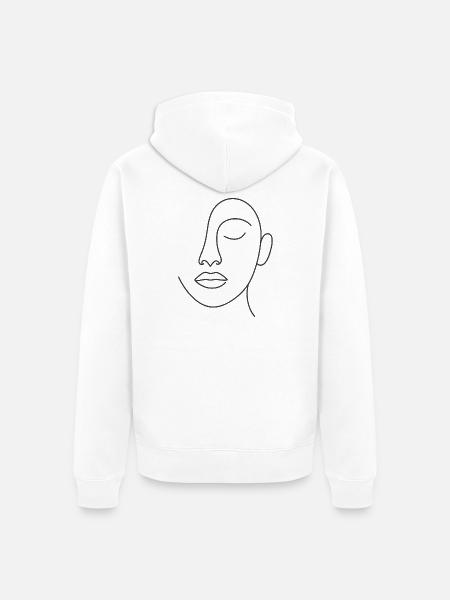 Minimal Line Portrait - Unisex Premium Organic Zip Hoodie - white