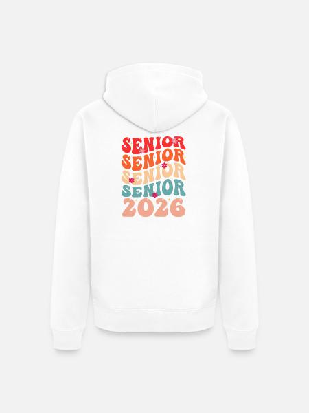 Senior Class 2026 Floral Rainbow - Unisex Premium Organic Zip Hoodie - white