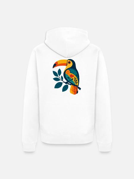 Bold Tropical Toucan Art - Unisex Premium Organic Zip Hoodie - white