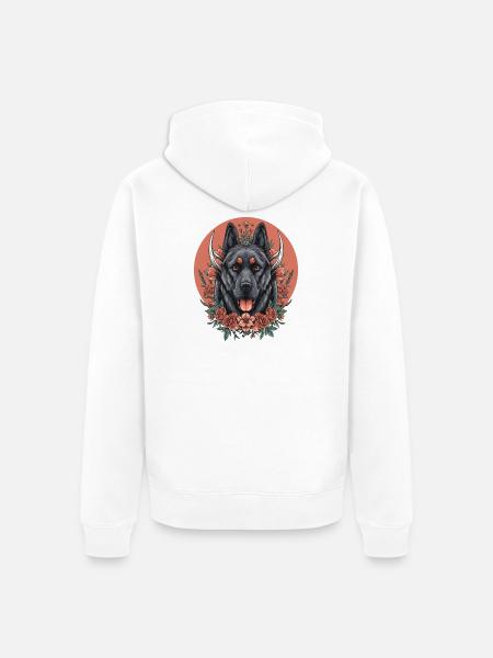 Floral Wolfdog Circle - Unisex Premium Organic Zip Hoodie - white