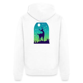 Midnight Stag under Moonlight - Unisex Premium Organic Zip Hoodie - white - Back - Nico (187cm)