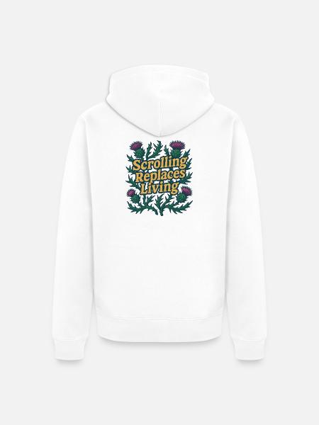 Scrolling Replaces Living Typography - Unisex Premium Organic Zip Hoodie - white