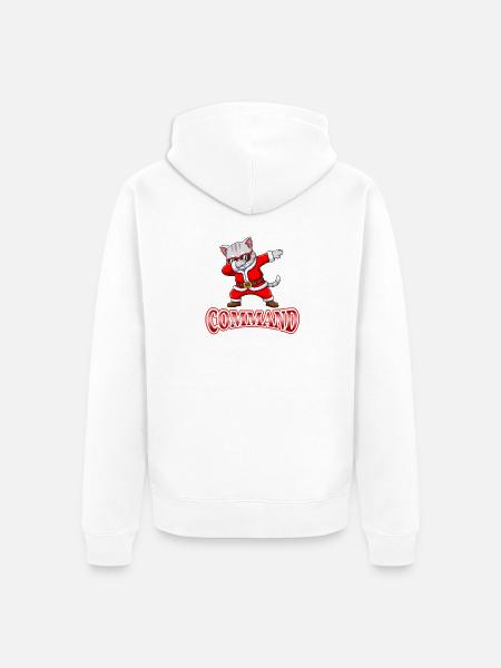 Dabbing Santa Cat Command - Unisex Premium Organic Zip Hoodie - white