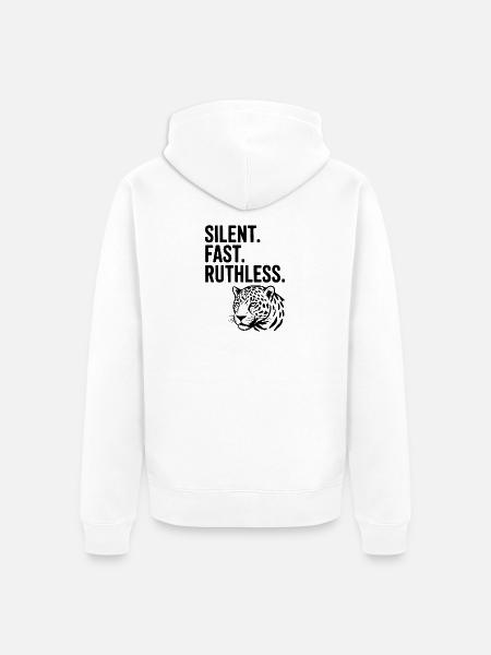 Silent. Fast. Ruthless. - Unisex Premium Organic Zip Hoodie - white