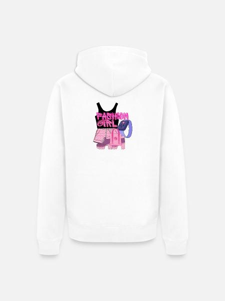 Fashion Girl:Chic and Condident - Unisex Premium Organic Zip Hoodie - white