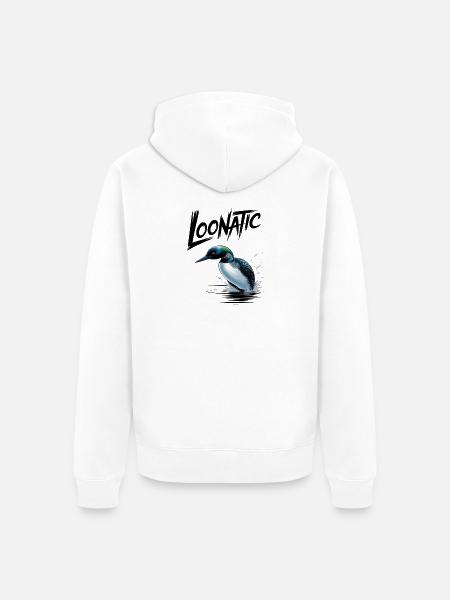 Loonatic Splash Loon Illustration - Unisex Premium Organic Zip Hoodie - white