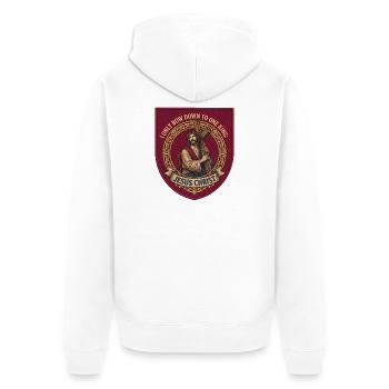 One King Jesus Christ - Unisex Premium Organic Zip Hoodie - white - Back - Nico (187cm)