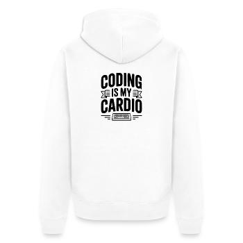 Coding Is My Cardio - Unisex Premium Organic Zip Hoodie - white - Back - Nico (187cm)