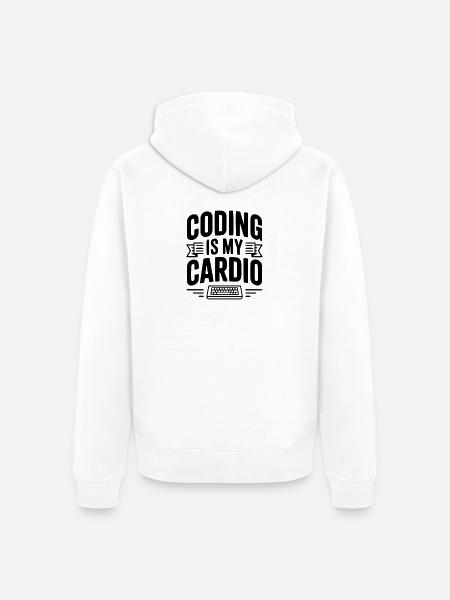 Coding Is My Cardio - Unisex Premium Organic Zip Hoodie - white
