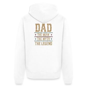 Dad_The_Man_The_Myth_The_Legend_Vintage_Father- - Unisex Premium Organic Zip Hoodie - white - Back - Nico (187cm)
