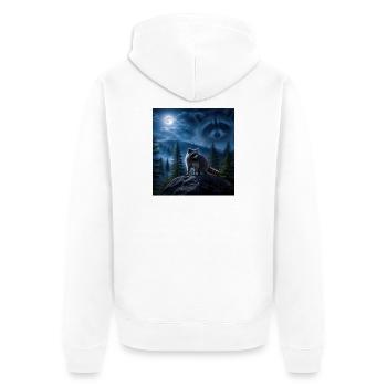 Moonlit Forest Raccoon Guardian - Unisex Premium Organic Zip Hoodie - white - Back - Nico (187cm)