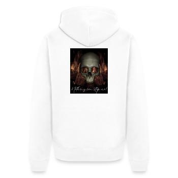 Fiery Skull with Flames - Unisex Premium Organic Zip Hoodie - white - Back - Nico (187cm)