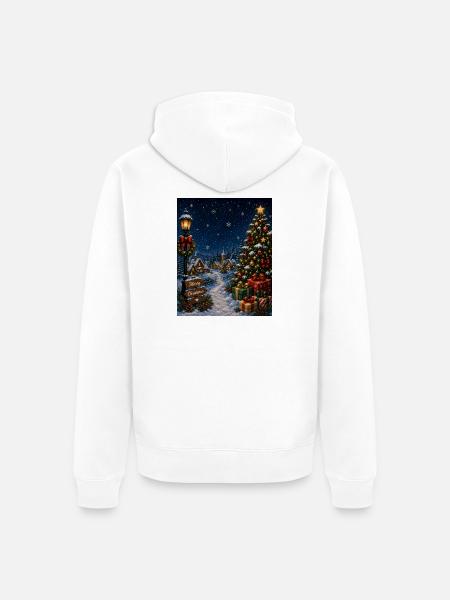 Snowlit Christmas Village - Unisex Premium Organic Zip Hoodie - white