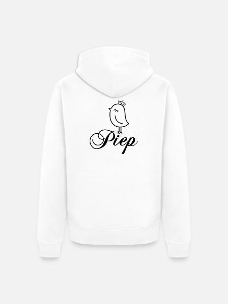 Sparrow With Crown “Piep” - Unisex Premium Organic Zip Hoodie - white