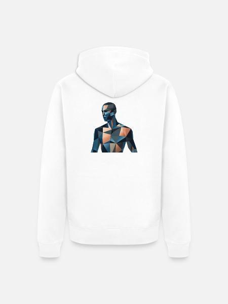 Blue Low-Poly Portrait - Unisex Premium Organic Zip Hoodie - white