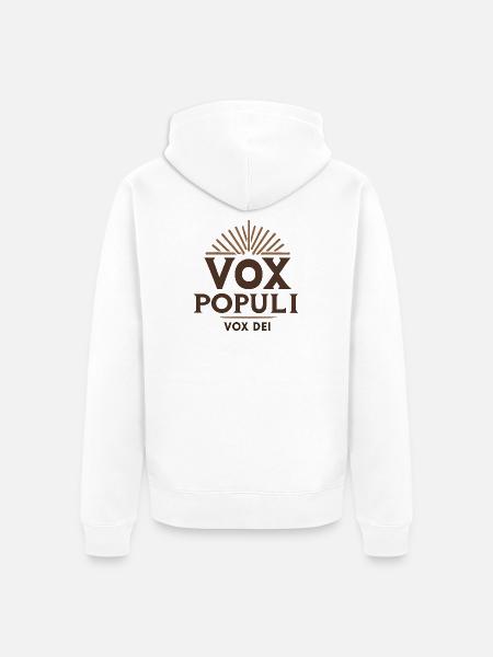 Vox Populi Sunburst Emblem - Unisex Premium Organic Zip Hoodie - white