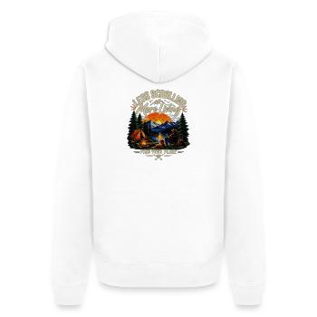 Less Scrolling More Living - Unisex Premium Organic Zip Hoodie - white - Back - Nico (187cm)