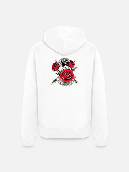 Serpent & Rose Noir - Unisex Premium Organic Zip Hoodie - white