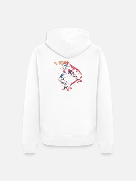Skateboarder Comic Style - Unisex Premium Organic Zip Hoodie - white