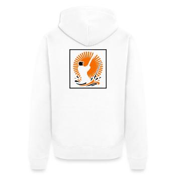 Logo graphique Angler Sunset - Veste à capuche bio Premium Unisexe - blanc - Dos - Nico (187cm)